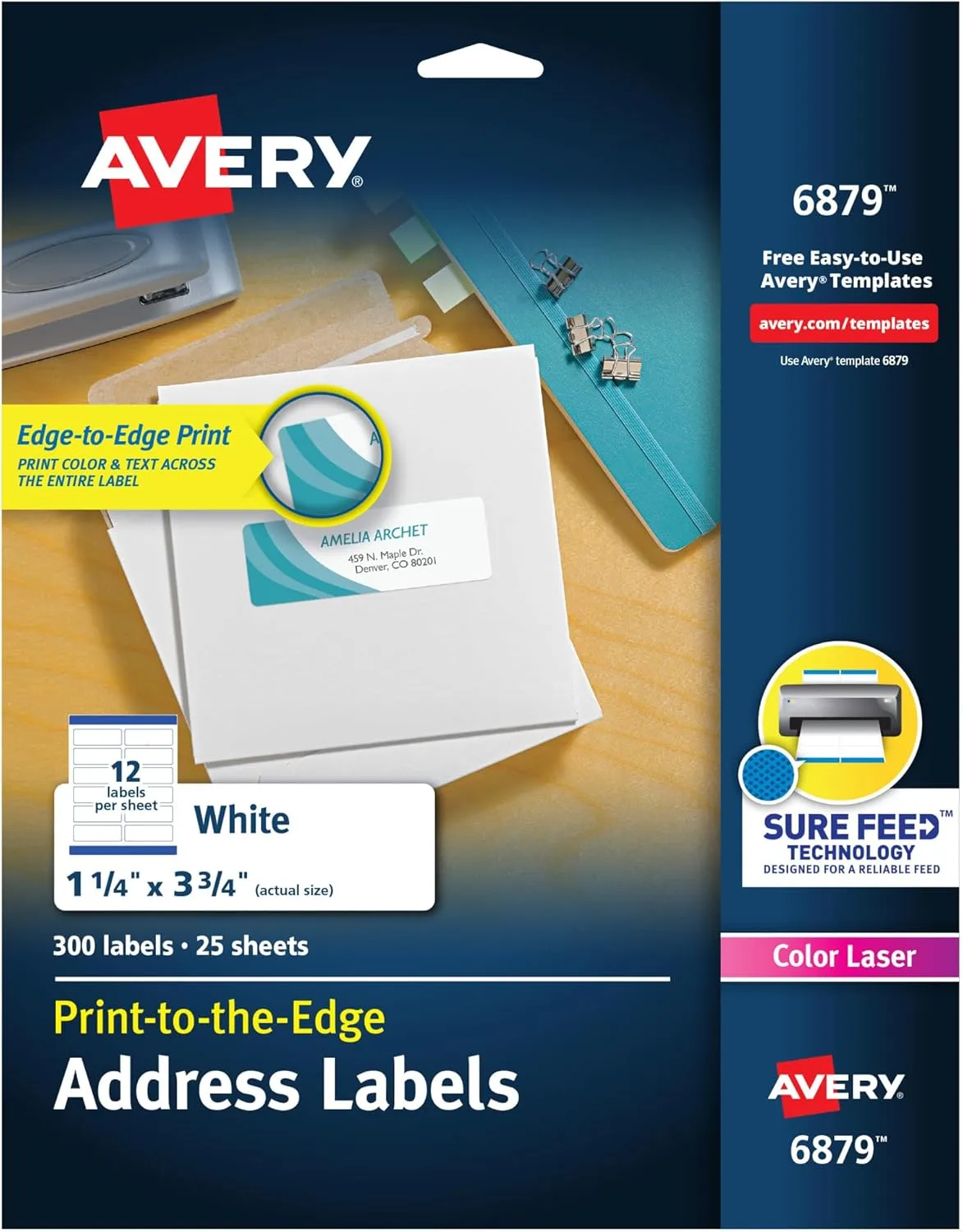 AVERY Print-to-the-Edge Address Labels with Sure Feed, White