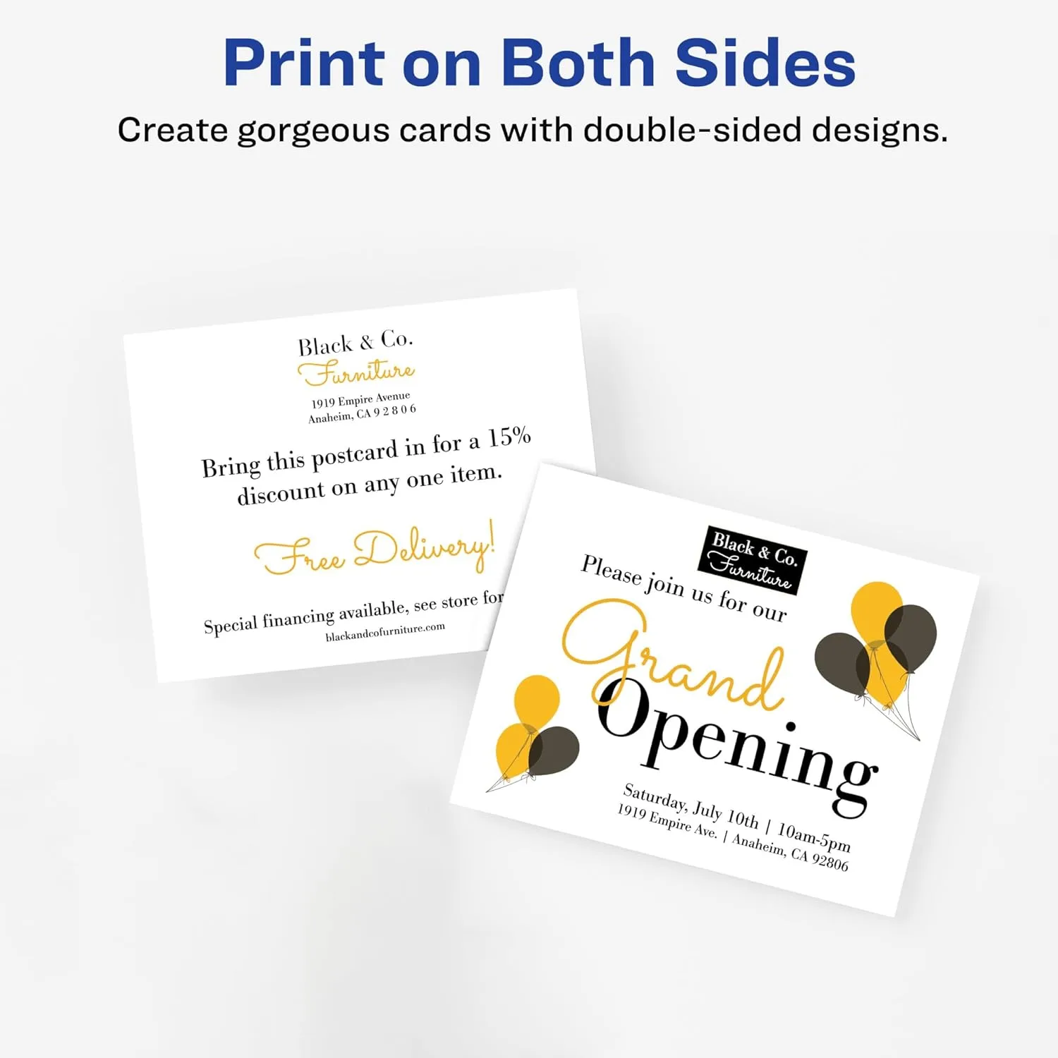 Avery Printable Postcards, 4.25" x 5.5", White, 200 Blank Postcards for Laser Printers (5689)