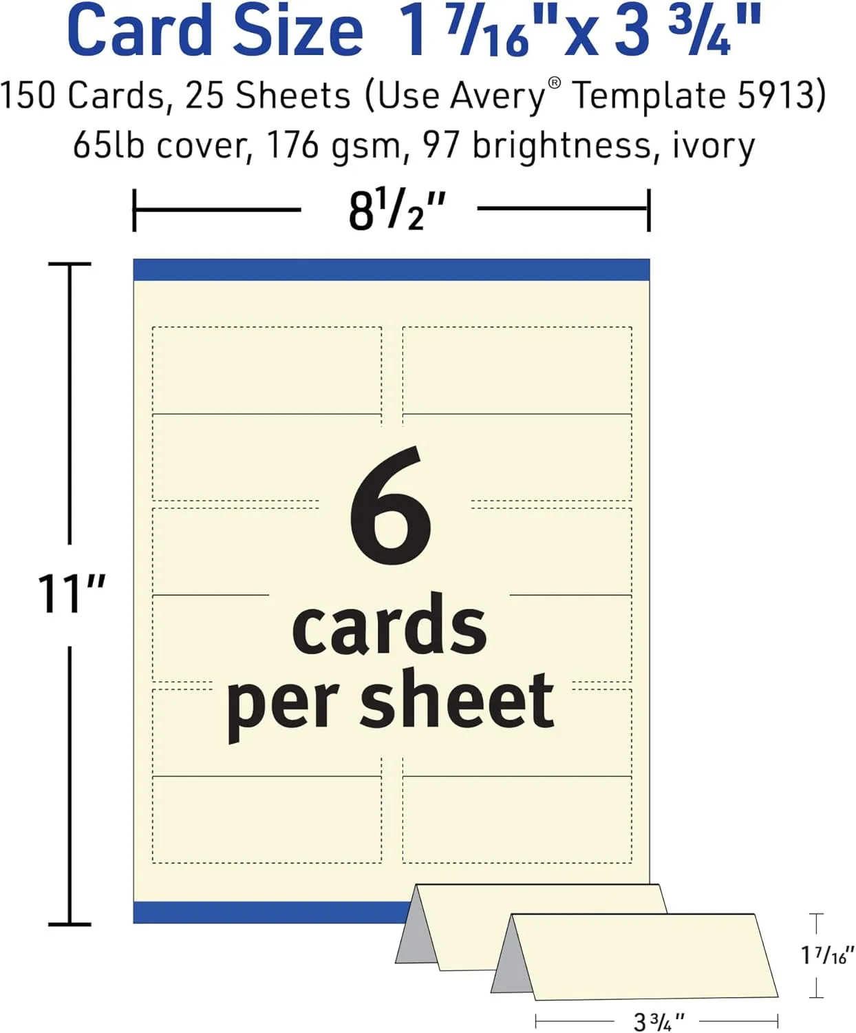 Avery Printable Tent Cards with Sure Feed Technology, 2" x 3.5", 160 Blank Place Cards