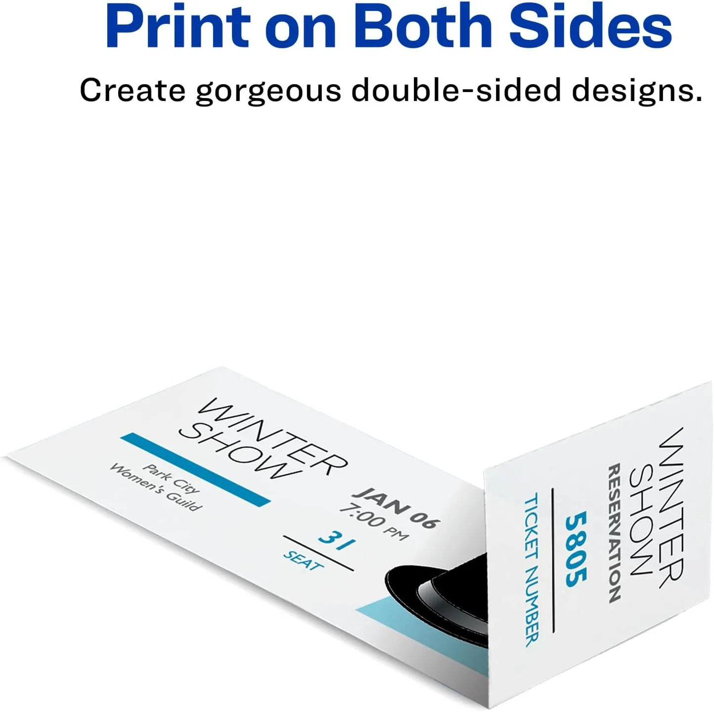 Avery Printable Tickets with Tear-Away Stubs, 1.75" x 5.5", Matte White, 500 Blank Tickets for Laser and Inkjet Printers (16795) 0 500 tickets
