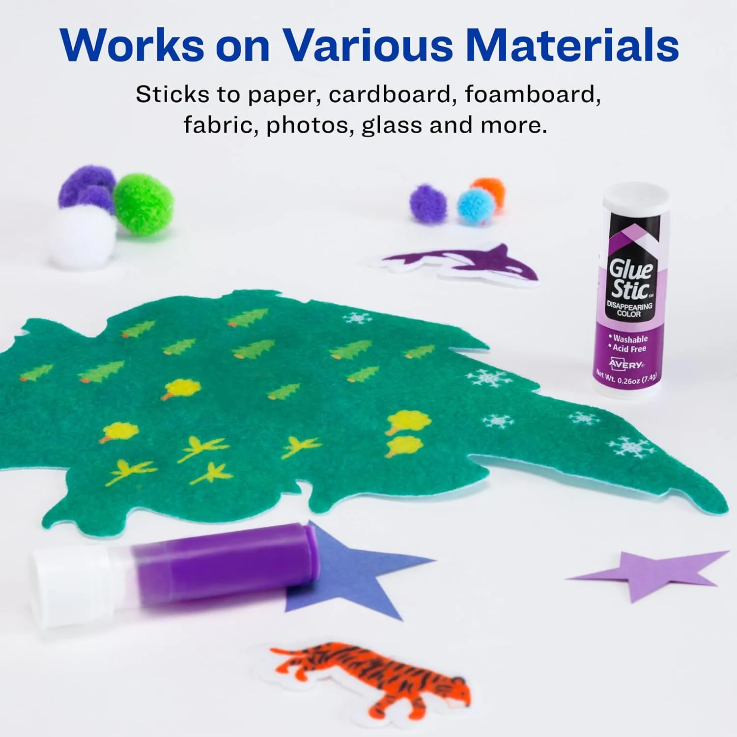 Avery Glue Stick Value Pack Disappearing Purple Color, Washable, Nontoxic, 0.26 oz. Permanent Glue Stic, 18pk (98079) 18 pack