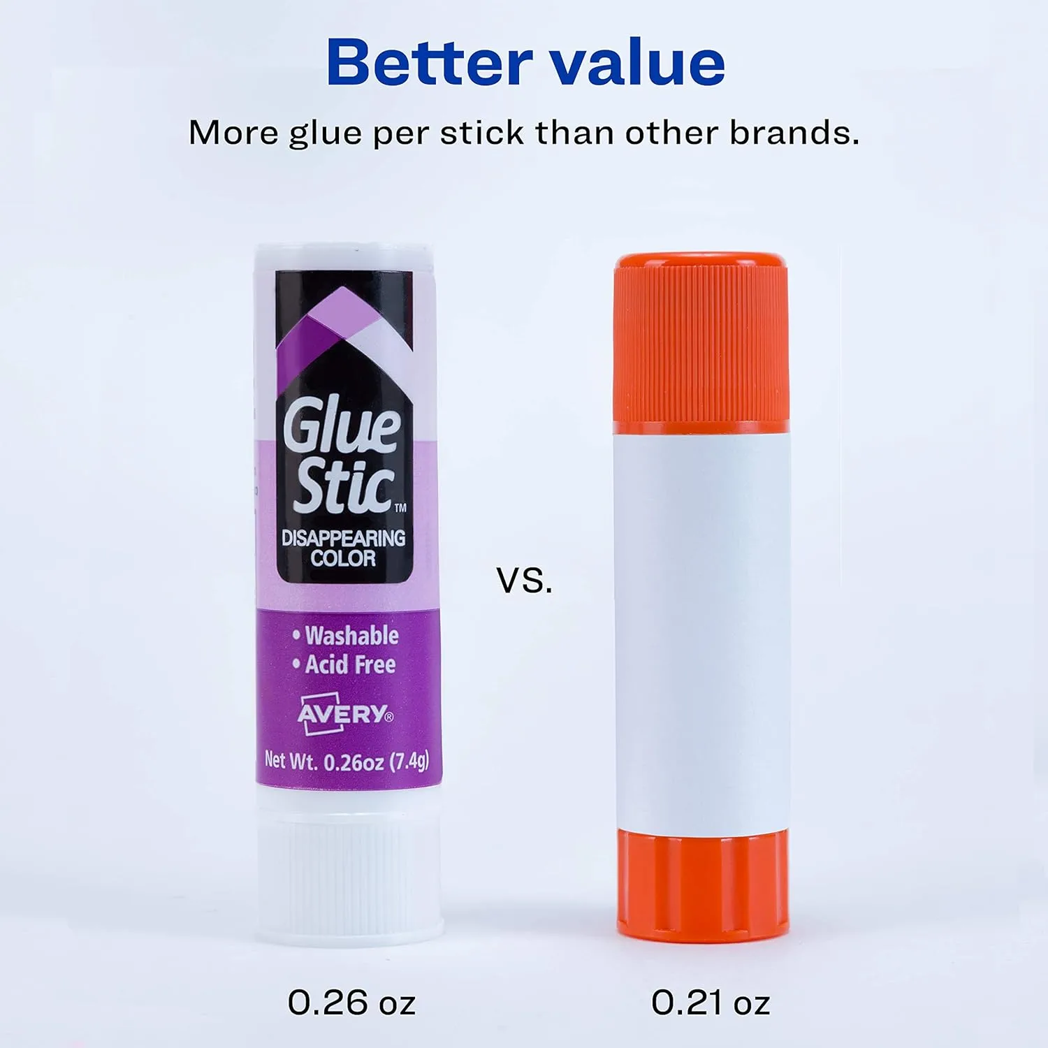 Avery Glue Stick Value Pack Disappearing Purple Color, Washable, Nontoxic, 0.26 oz. Permanent Glue Stic, 18pk (98079) 18 pack