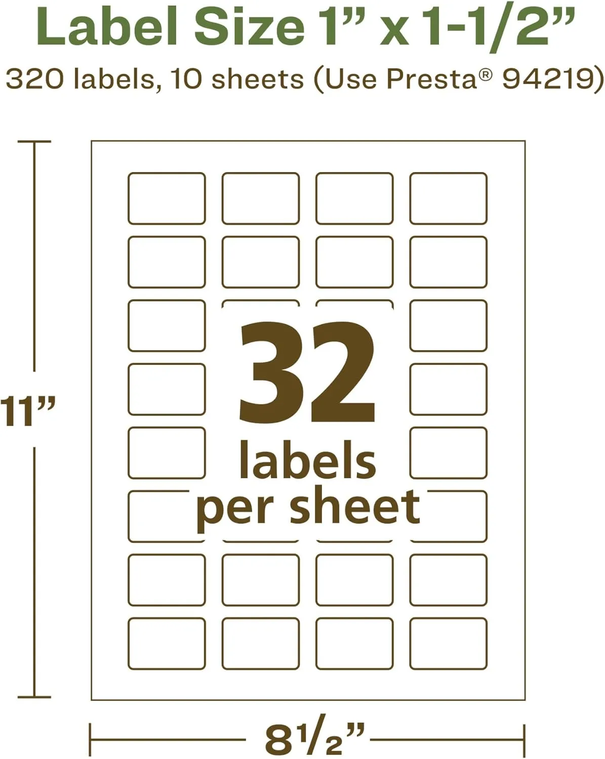 Avery EcoFriendly Matte White Recycled Rectangle Labels, 1" x 1.5", Print-to-The-Edge, Matte White Labels