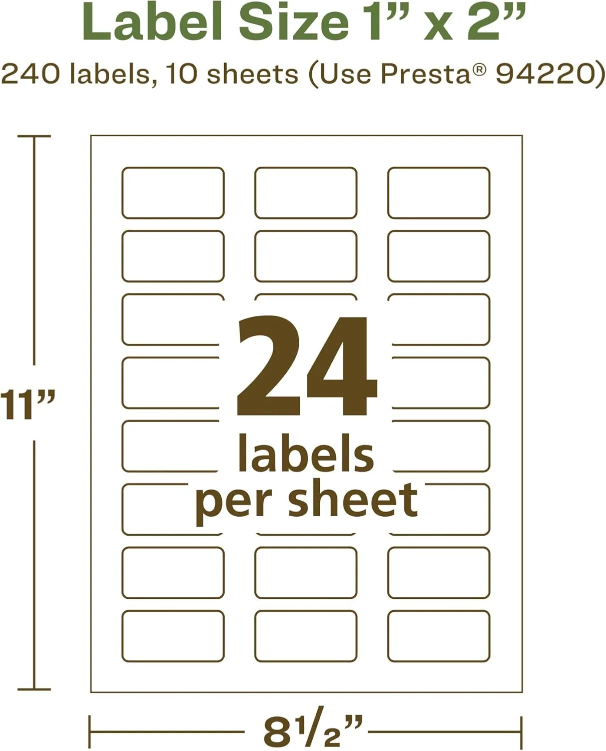 Avery EcoFriendly Matte White Recycled Rectangle Labels, 1" x 2", Print-to-The-Edge, Matte White Labels, Permanent Adhesive