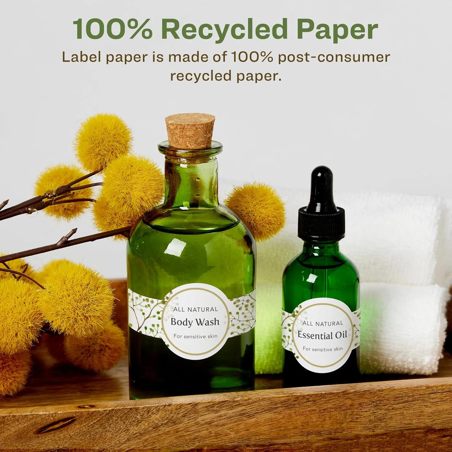 Avery EcoFriendly Recycled Wraparound Band Labels, 2-3/8" x 8", Cigar Band Labels, Matte White, Permanent Adhesive