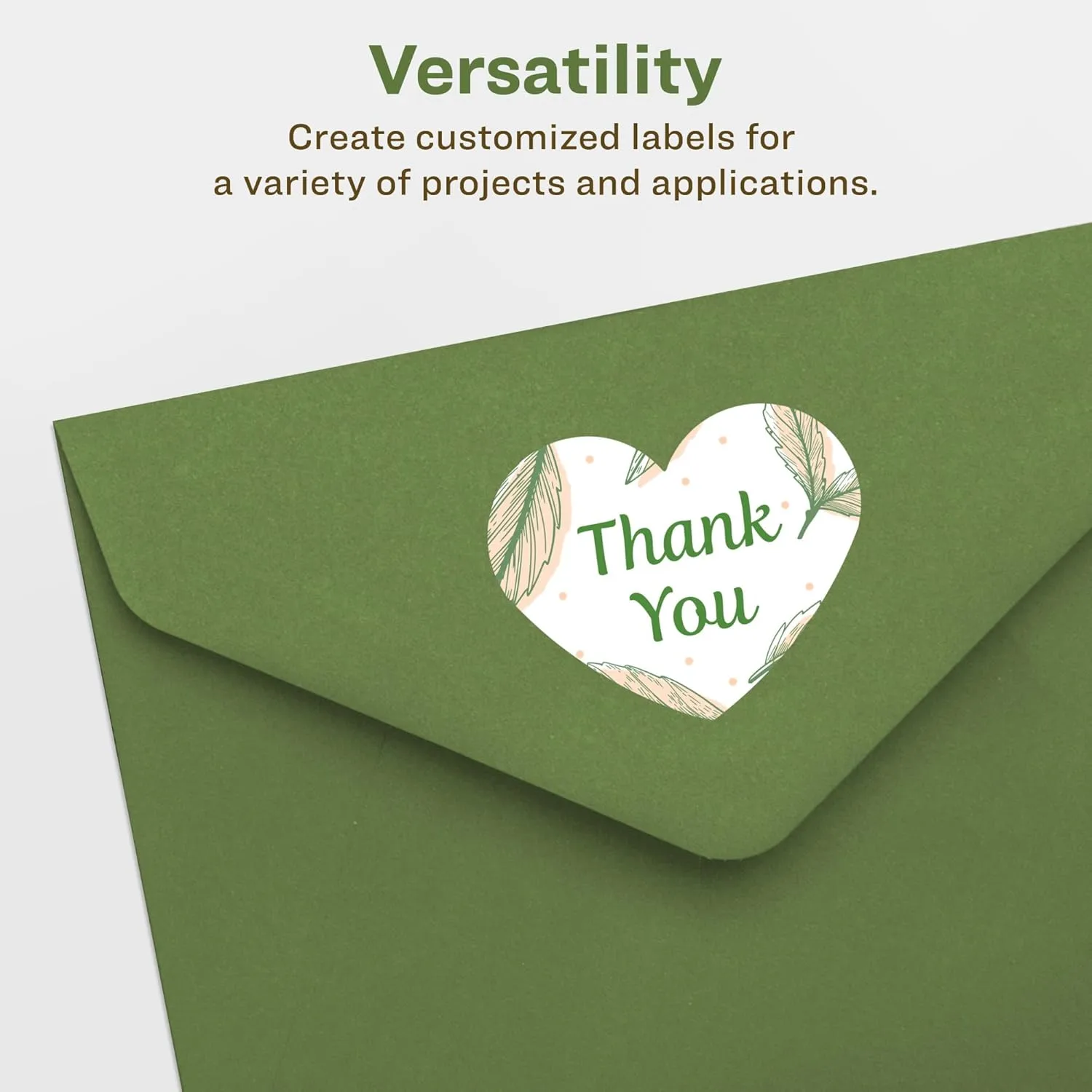 Avery EcoFriendly Matte White Recycled Heart Labels, 2-9/32" x 1-27/32", Print-to-The-Edge, Matte White Labels