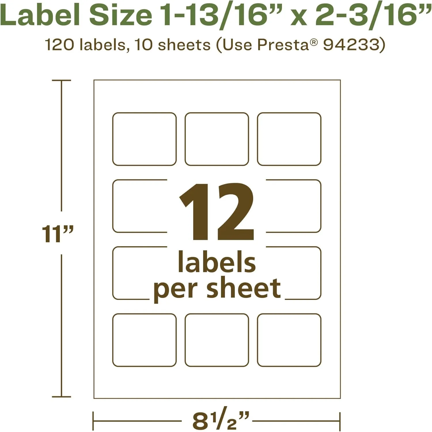 Avery EcoFriendly Matte White Recycled Rectangle Labels, 1-13/16" x 2-3/16", Print-to-The-Edge, Matte White Labels