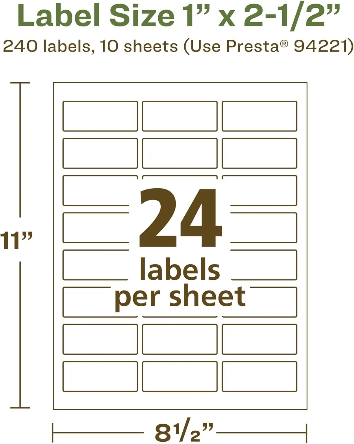 Avery EcoFriendly Matte White Recycled Rectangle Labels, 1" x 2.5", Matte White Labels, Permanent Adhesive