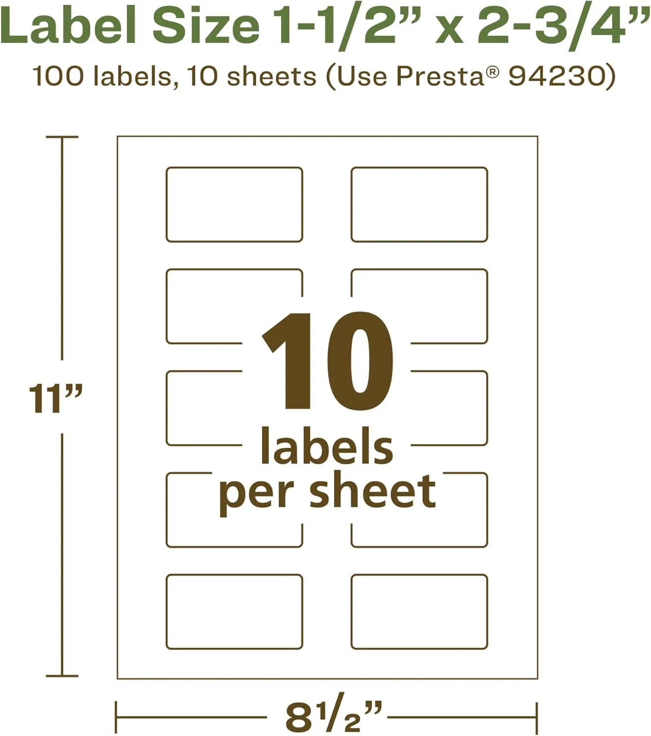 Avery EcoFriendly Matte White Recycled Rectangle Labels, 1.5" x 2.75", Print-to-The-Edge, Matte White Labels