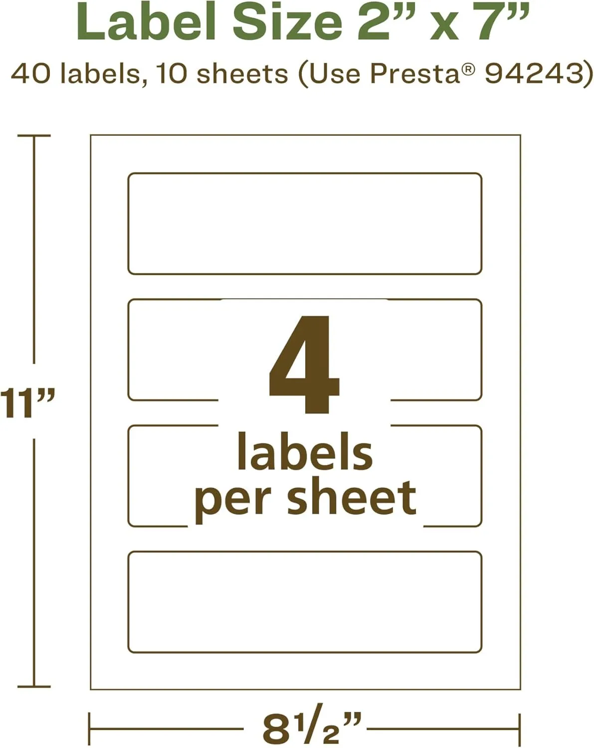 Avery EcoFriendly Matte White Recycled Rectangle Labels, 2" x 7", Print-to-The-Edge, Matte White Labels, Permanent Adhesive