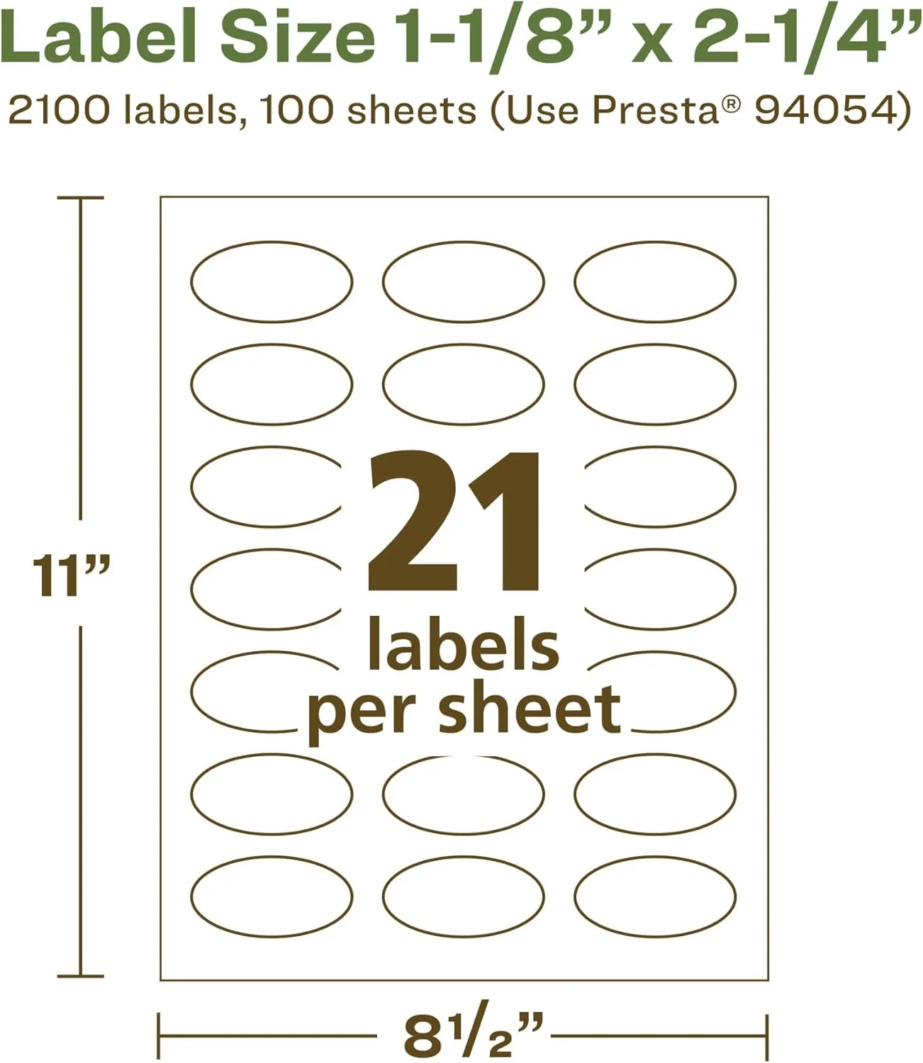 Avery EcoFriendly Matte White Recycled Oval Labels 1-1/8 x 2-1/4