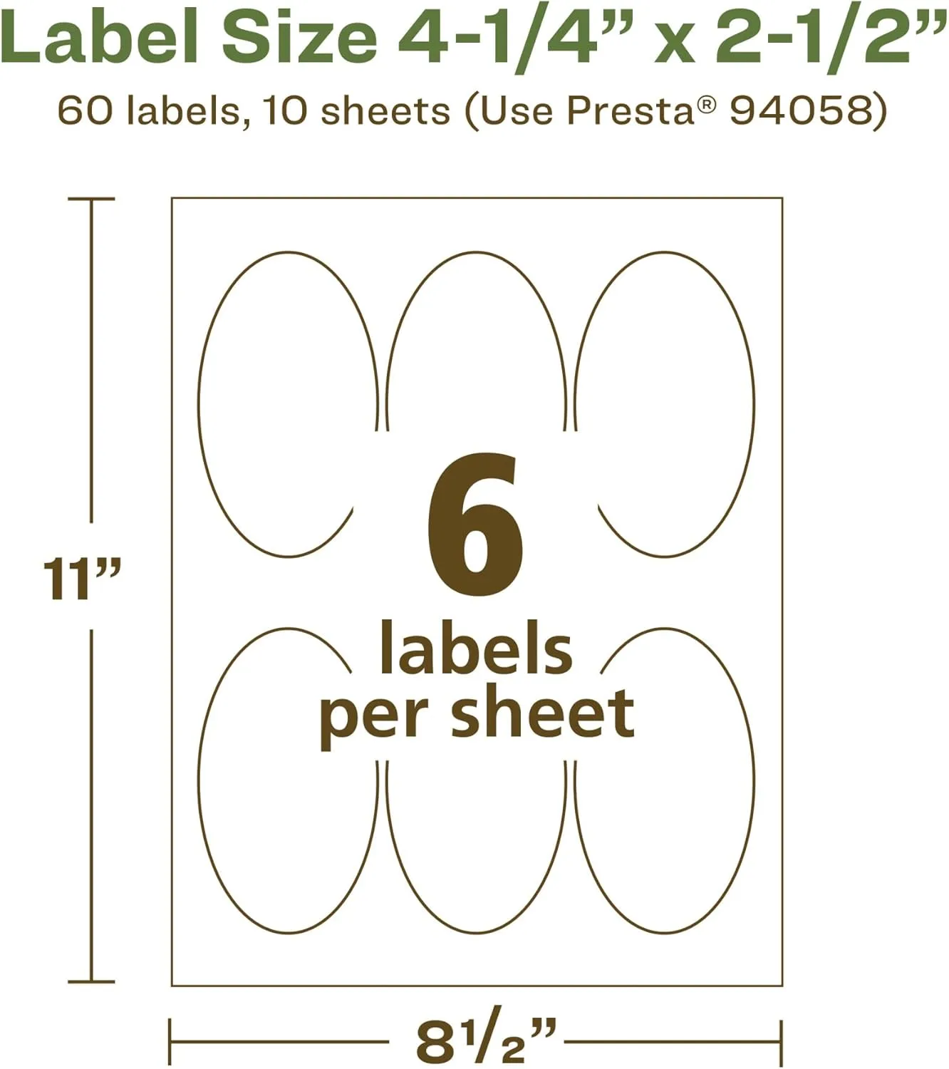 Avery EcoFriendly Matte White Recycled Oval Labels, 4.25" x 2.5", Matte White Labels, Permanent Adhesive