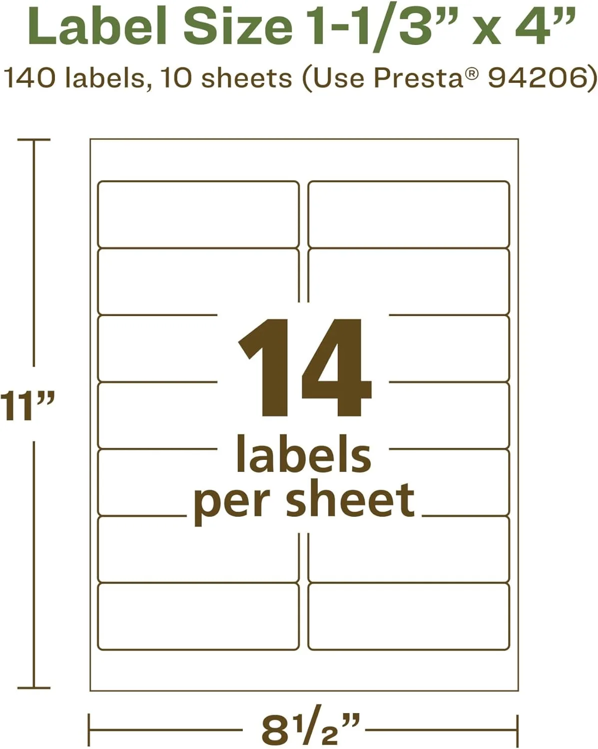 Avery EcoFriendly Matte White Recycled Rectangle Labels, 1-1/3" x 4", Matte White Labels, Permanent Adhesive