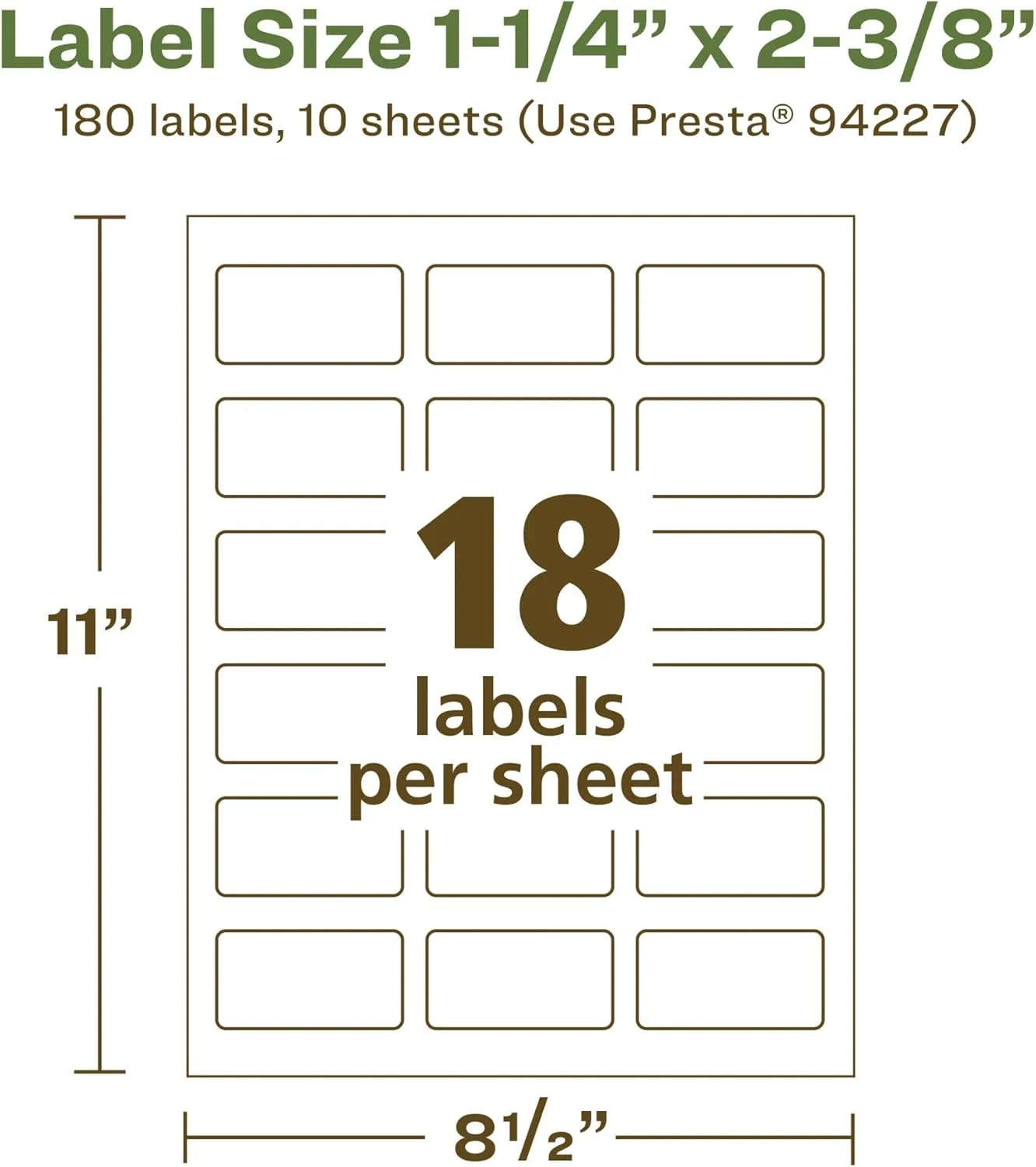 Avery EcoFriendly Matte White Recycled Rectangle Labels, 1-1/4" x 2-3/8", Print-to-The-Edge, Matte White Labels