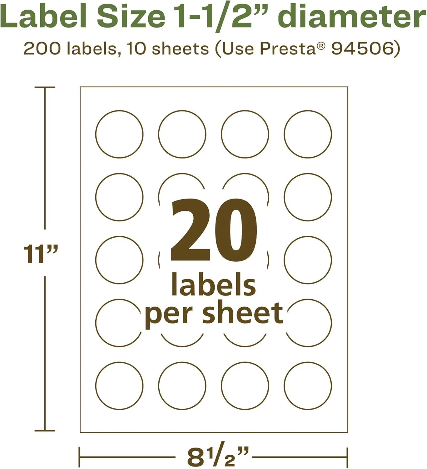 Avery EcoFriendly Matte White Recycled Round Labels, 1.5" Diameter, Print-to-The-Edge, Matte White Labels