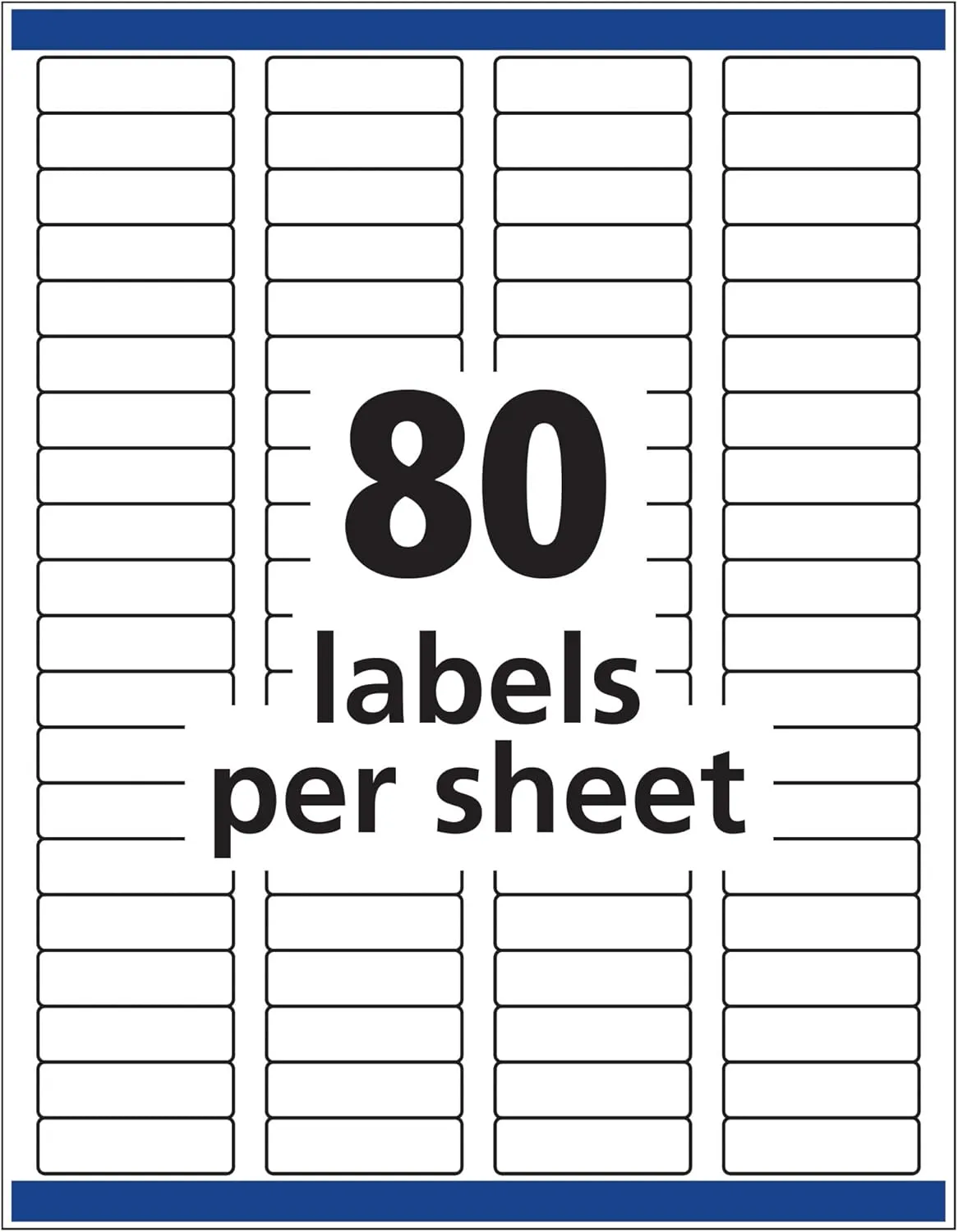 Avery Removable ID Labels With Sure Feed Technology, 6467, Rectangle, 1/2in x 1-3/4in, White, Pack Of 2,000