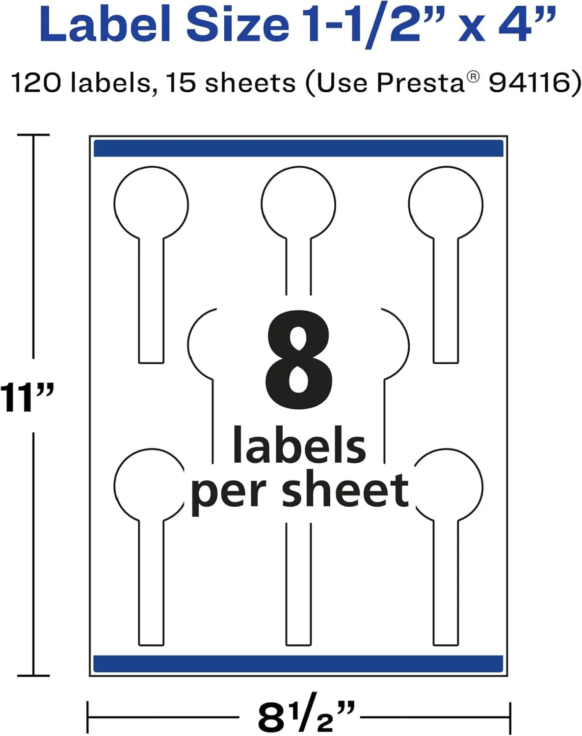 Avery Matte White Removable Lollipop Labels, Sure Feed, 1.5" x 4", 120 Labels