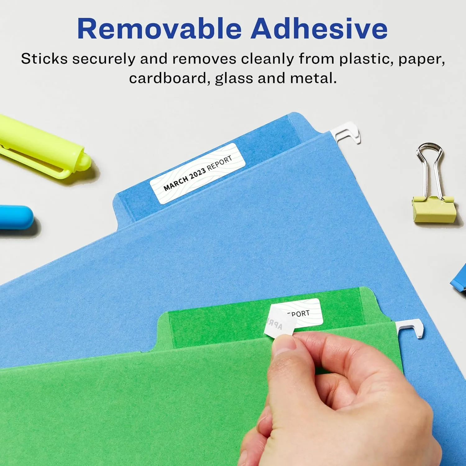 Avery Matte White Removable Rectangle Labels, Sure Feed Technology, Print-to-The-Edge, 0.5" x 1.75", 900 Removable Labels