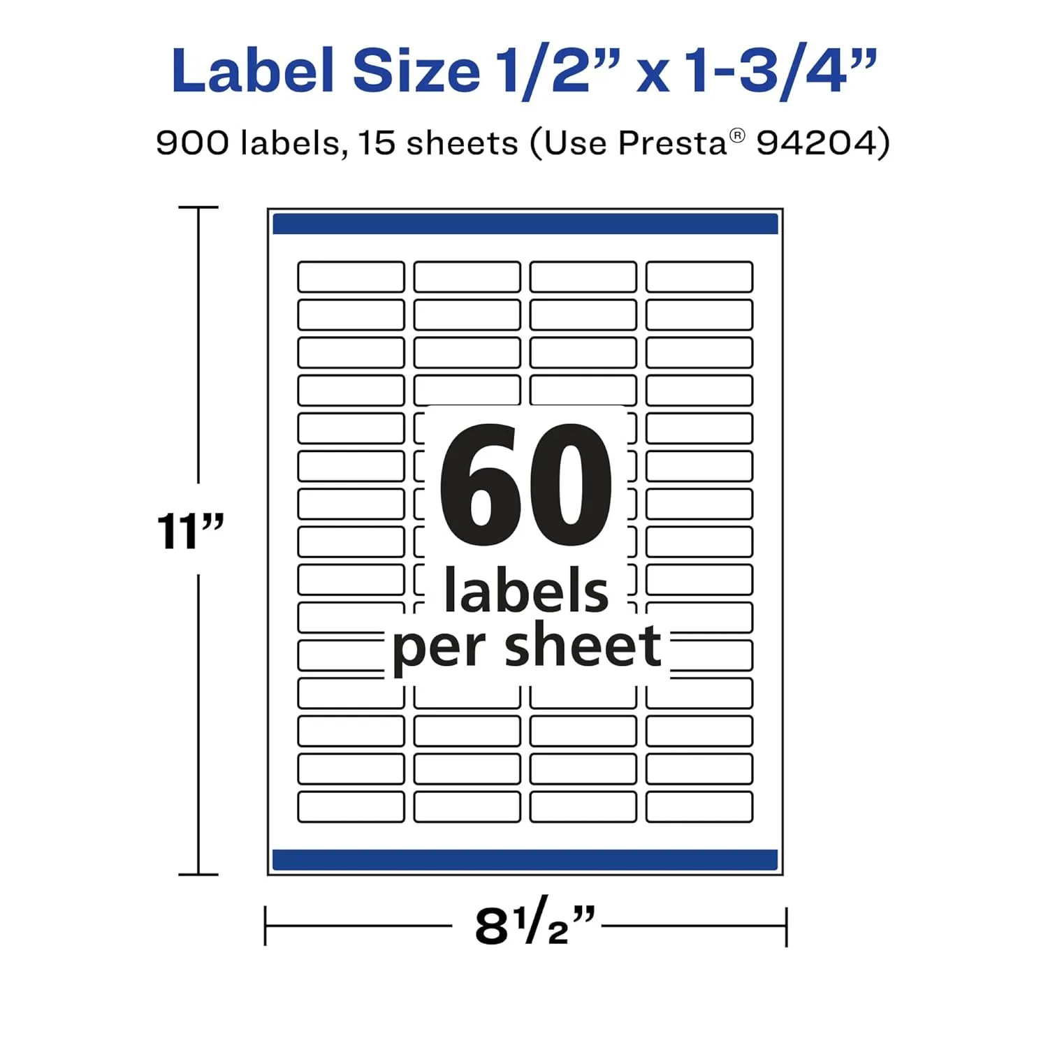 Avery Matte White Removable Rectangle Labels, Sure Feed Technology, Print-to-The-Edge, 0.5" x 1.75", 900 Removable Labels