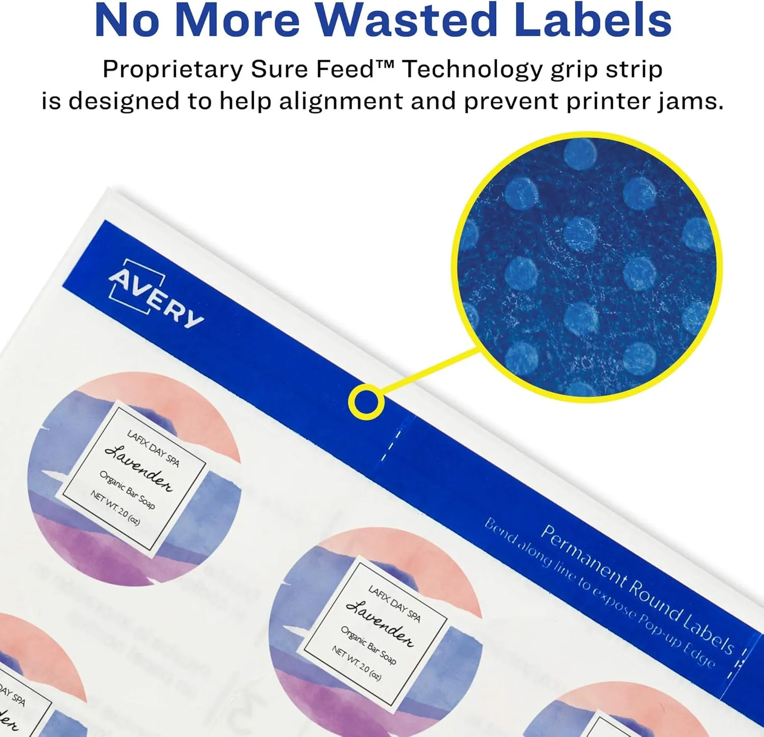 Avery Printable Round Labels with Sure Feed, 2" Diameter, Glossy Clear, 120 Customizable Labels (22825)
