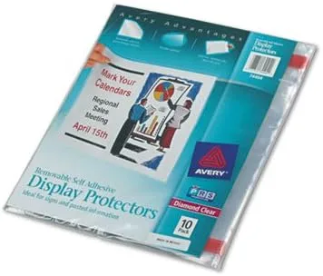 Avery Self-Adhesive Wall and Door Communication Display Protectors, 10 Clear Sleeves (74404)