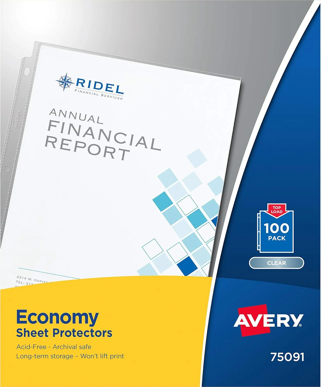 Avery Economy Weight Sheet Protectors, Acid Free, 8.5" x 11", 100 per Pack, 100 Clear Document Protectors Total (75091)
