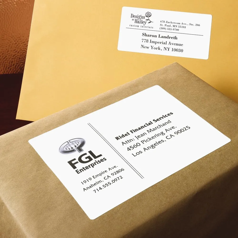 Avery Printable Shipping Labels with Sure Feed, 3.5" x 5", White, 1,000 Blank Mailing Labels (95935)