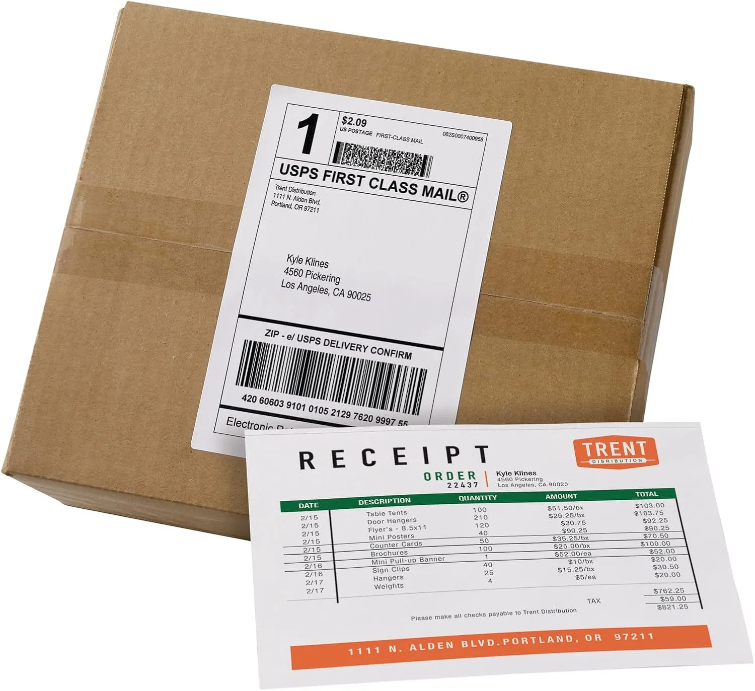Avery Printable Shipping Labels with Paper Receipts, 5-1/16 x 7-5/8, White, 100 (27900)