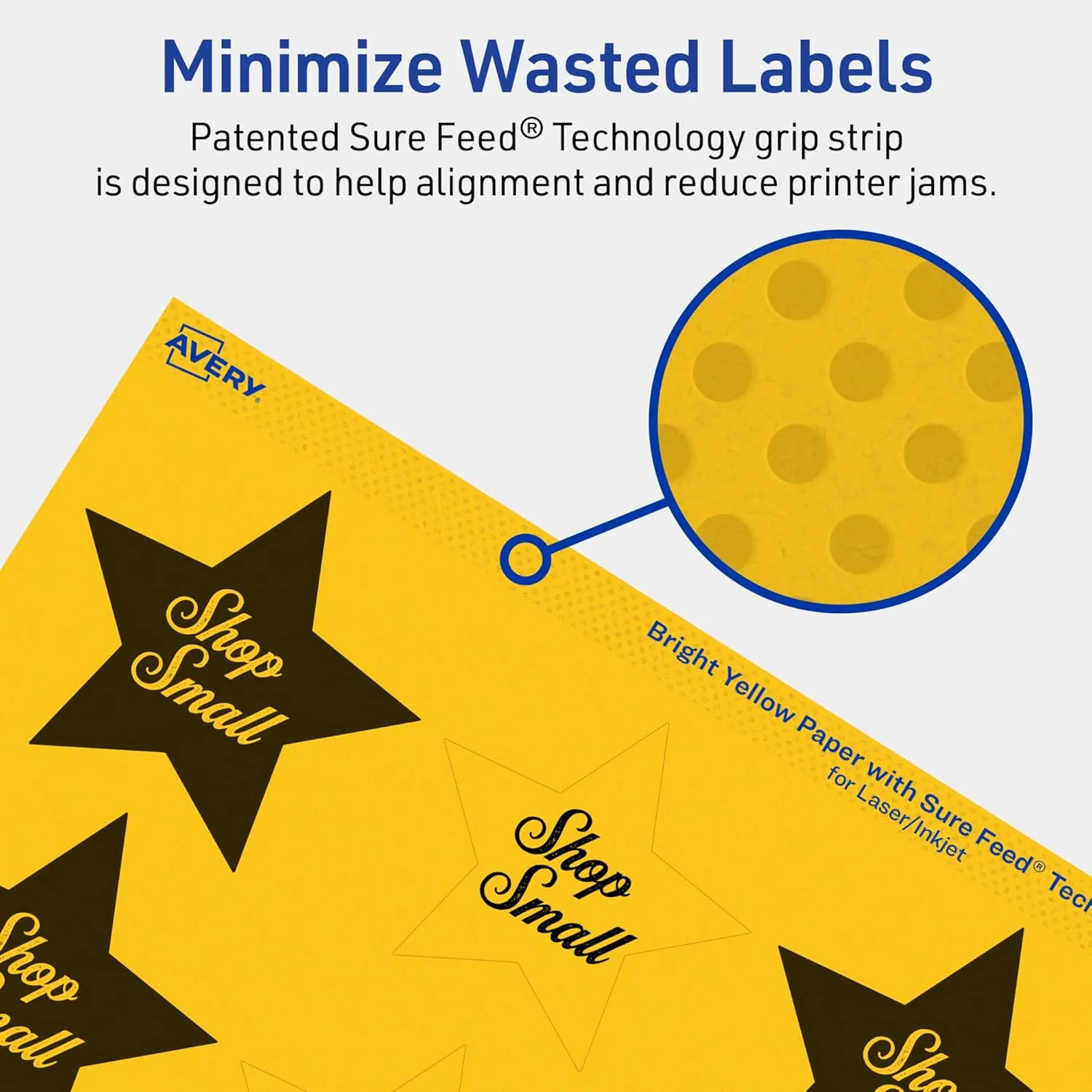Avery Printable Star Labels, Sure Feed Technology, 2-1/4" x 2-3/8", Bright Yellow, 120