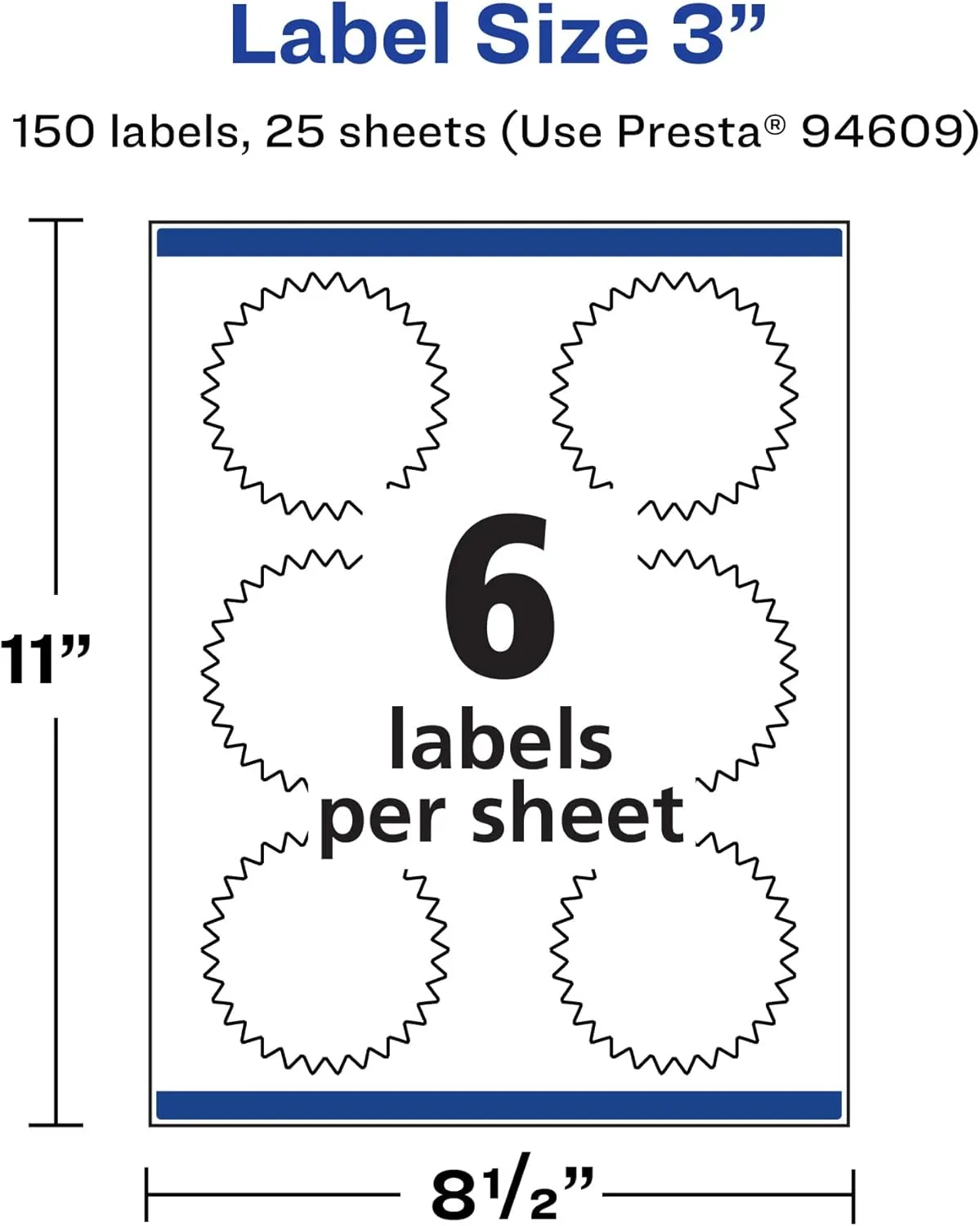 Avery Durable Waterproof Starburst Labels, Sure Feed Technology, 3"