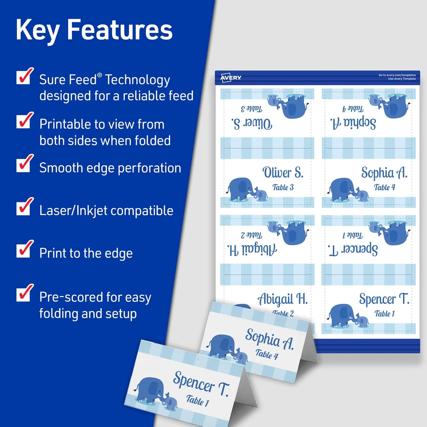 Avery Printable Tent Cards with Sure Feed Technology, 2" x 3.5", 160 Blank Place Cards