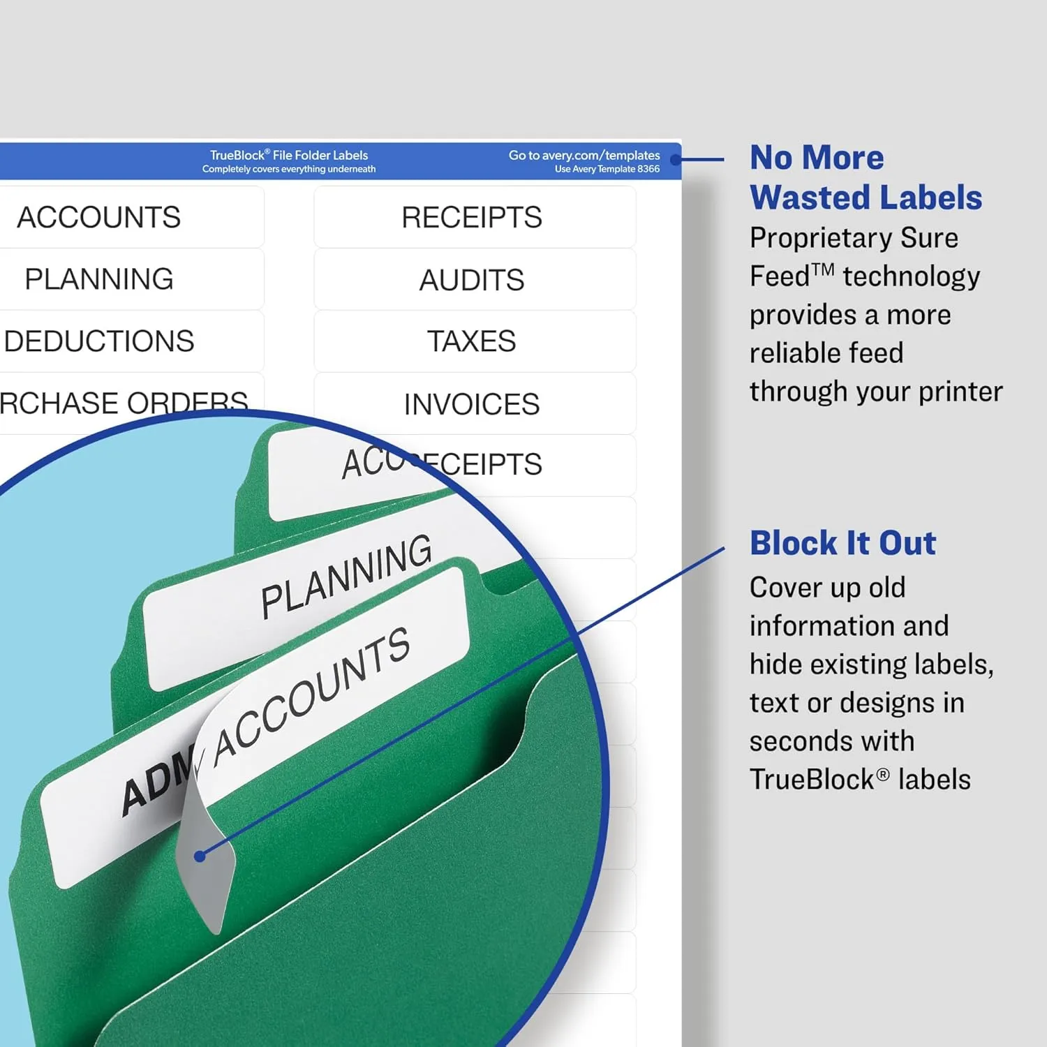 Avery File Folder Labels with TrueBlock Technology, Permanent Adhesive, 2/3" x 3-7/16", Laser/Inkjet, 750 Labels (08366) 2/3 in. X 3-7/16 in. 750 labels