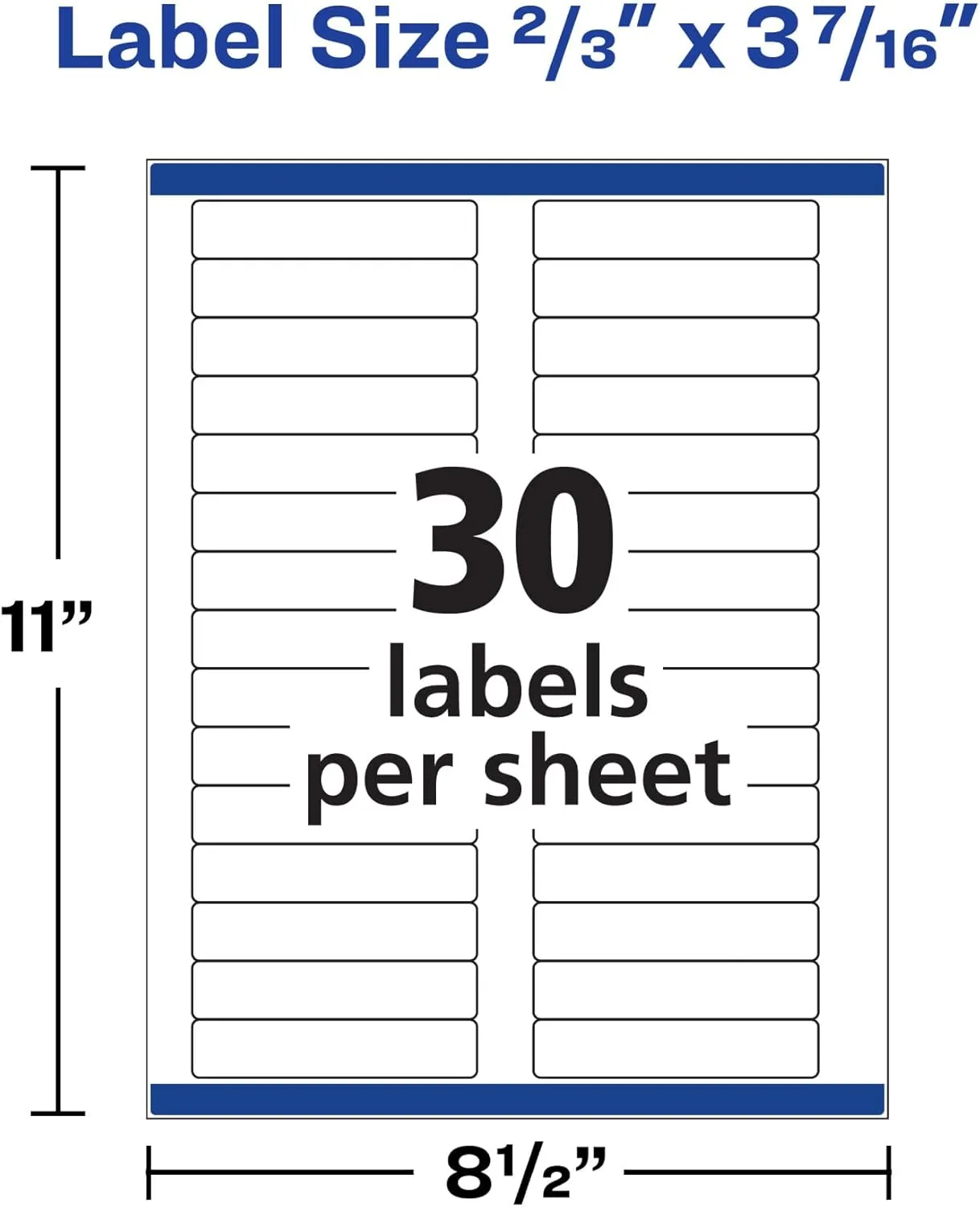 Avery File Folder Labels with TrueBlock Technology, Permanent Adhesive, 2/3" x 3-7/16", Laser/Inkjet, 750 Labels (08366) 2/3 in. X 3-7/16 in. 750 labels