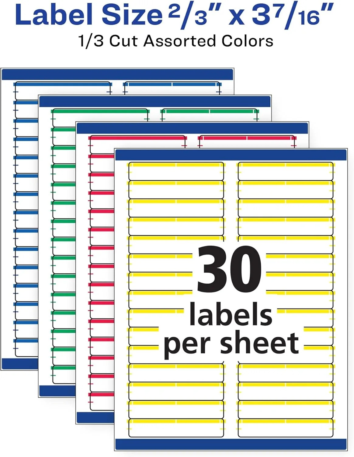 Avery TrueBlock File Folder Labels, 2/3" x 3-7/16", 750 Printable Labels, Assorted Colors, Permanent (5266)