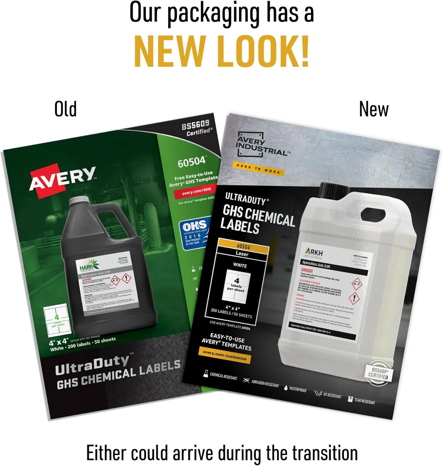 Avery UltraDuty GHS Chemical Labels for Laser Printers, 4 x 4, 200 Pack (60504)