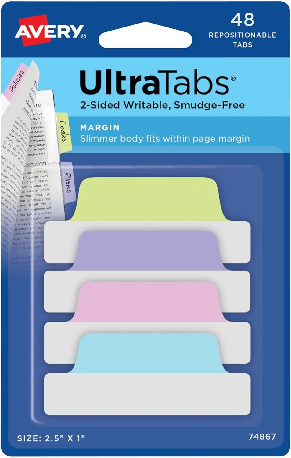 AVERY UltraTabs Repositionable Margin Tabs