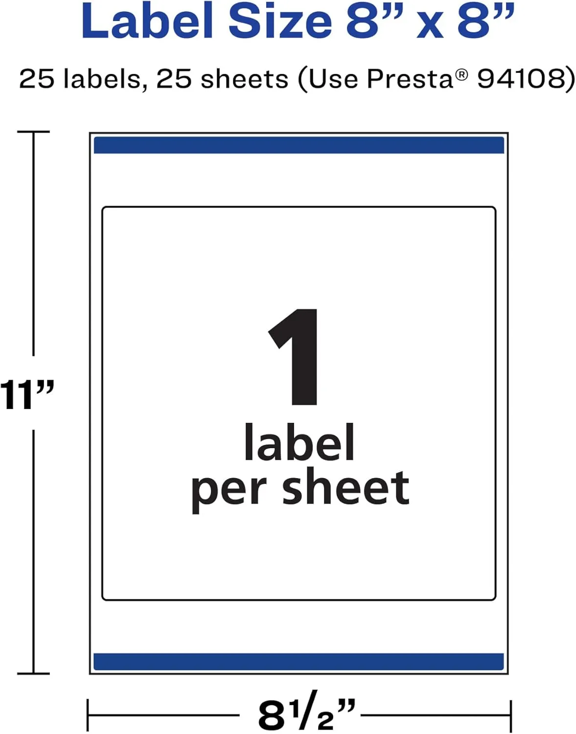 AVERY Durable Waterproof Square Labels, Sure Feed Technology, 8" x 8"
