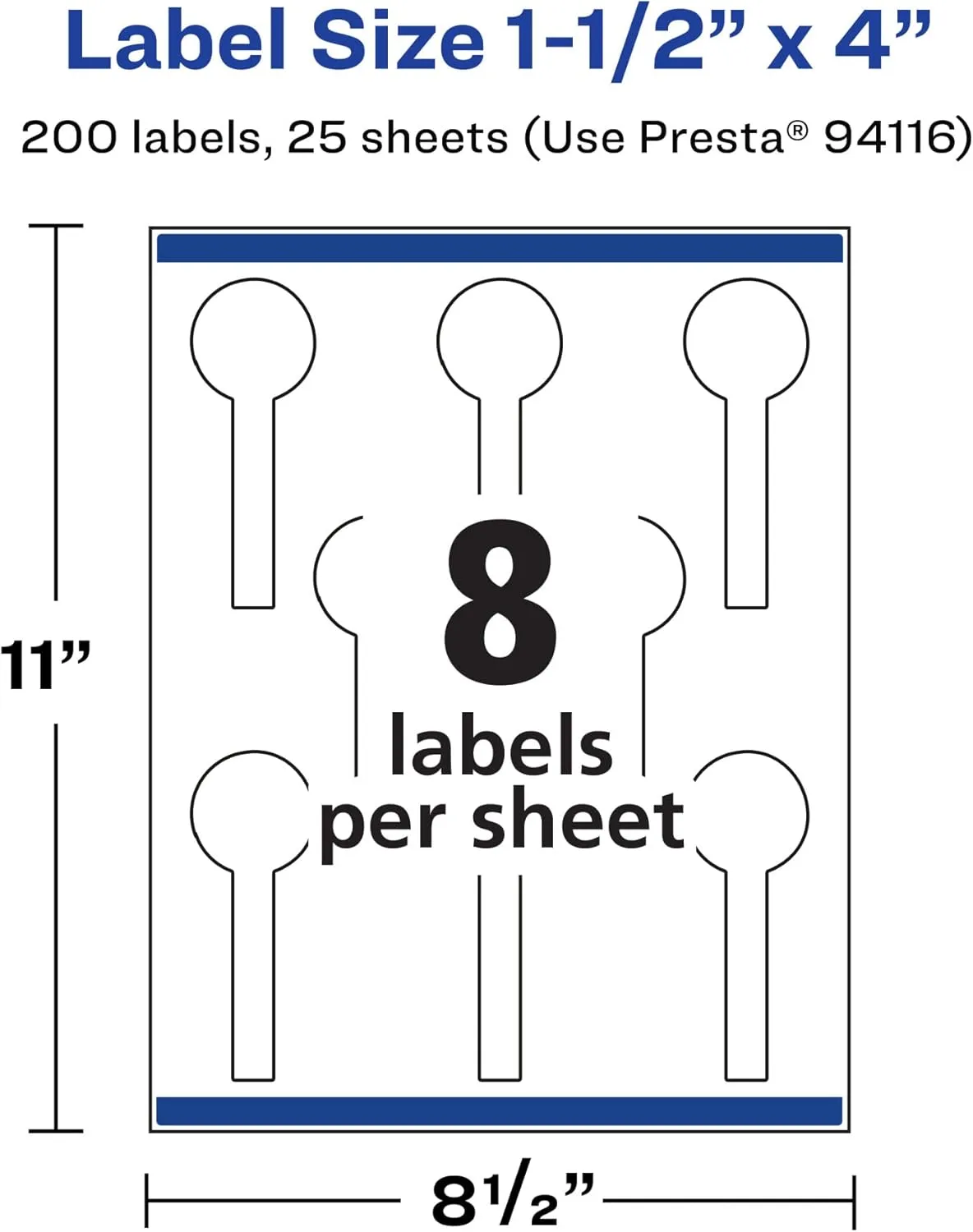 AVERY Durable Waterproof Lollipop Labels, Sure Feed Technology, 1.5" x 4"