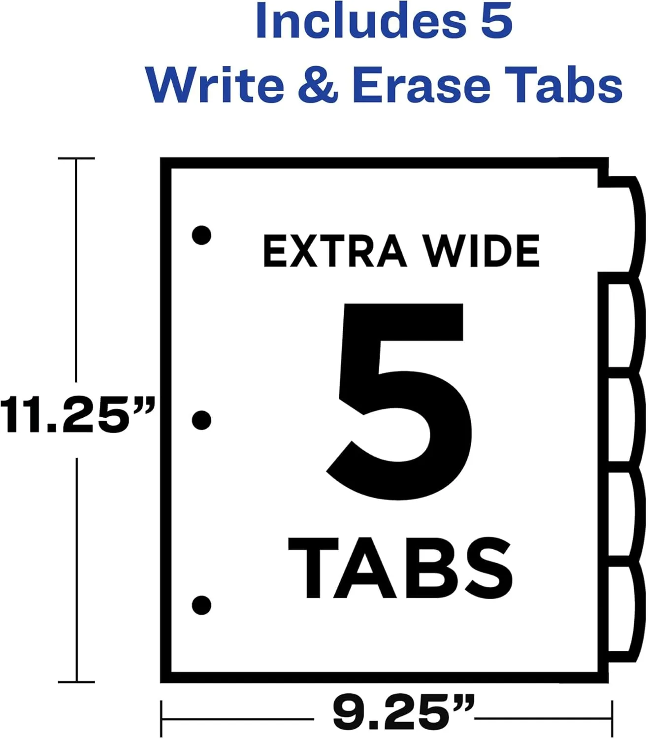 Avery Write & Erase Pocket Plastic Dividers for 3 Ring Binders, 5-Tab Set, Multicolor, 1 Set (16176)