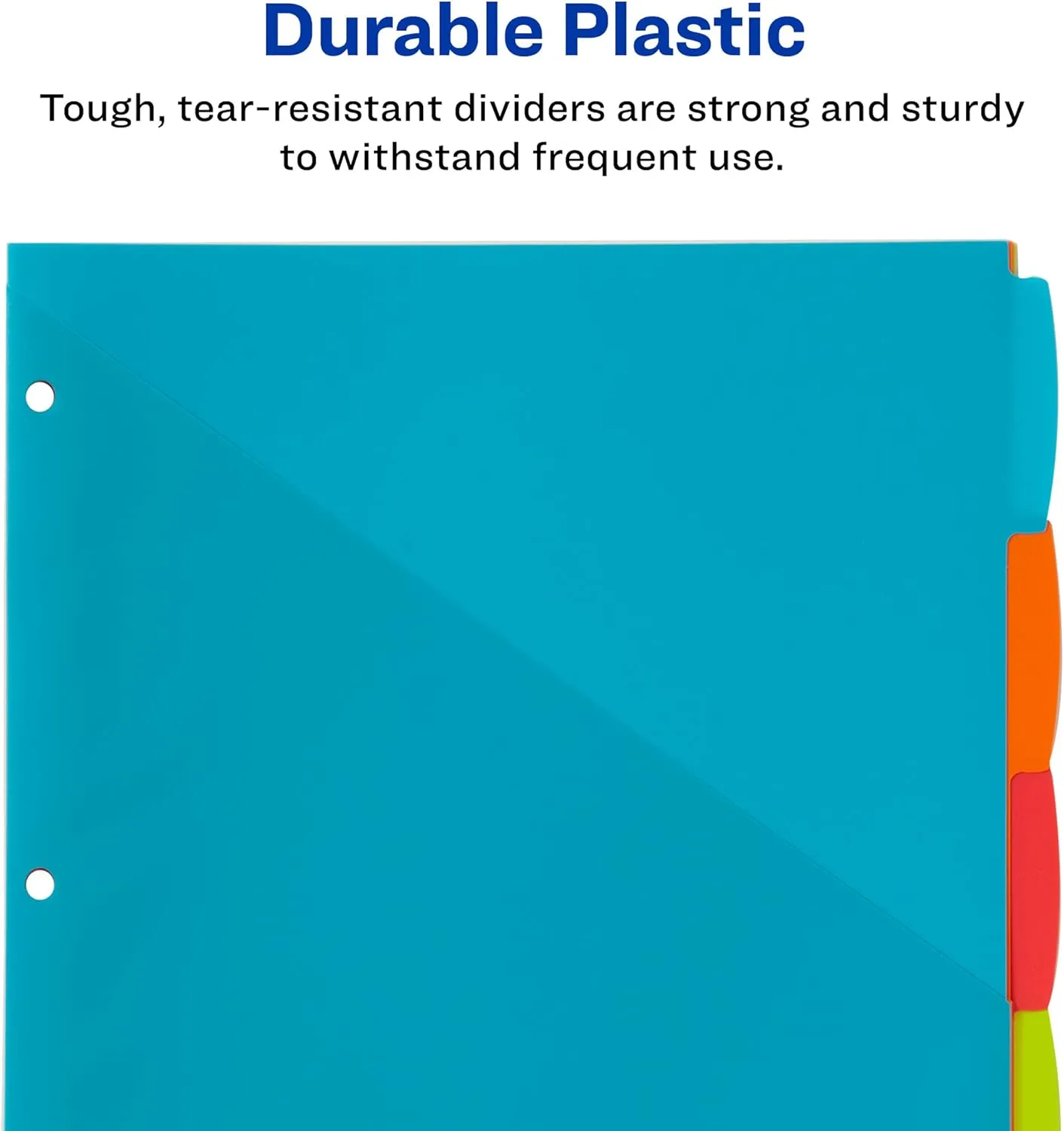 Avery Durable Plastic 5 Tab Write & Erase Dividers with Pockets for 3 Ring Binders, Multi Brights, Works with Sheet Protectors (16102)