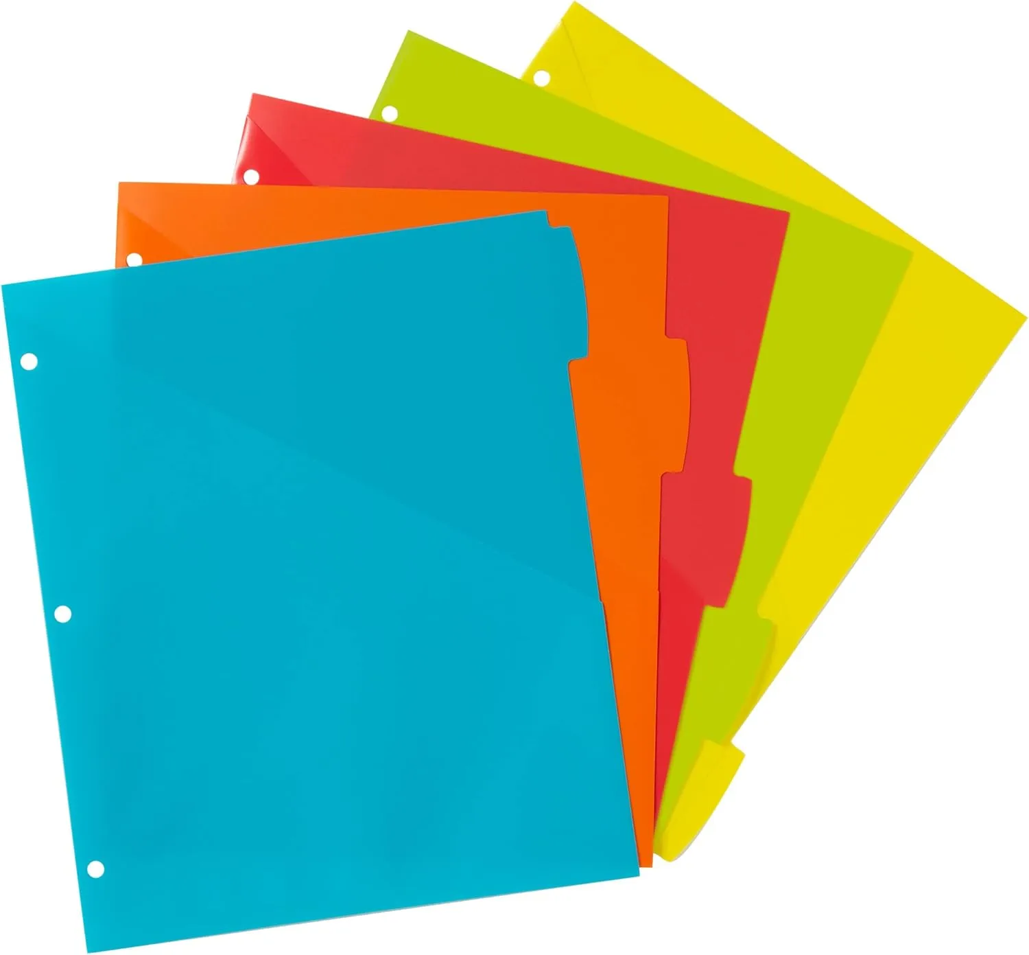 Avery Durable Plastic 5 Tab Write & Erase Dividers with Pockets for 3 Ring Binders, Multi Brights, Works with Sheet Protectors (16102)