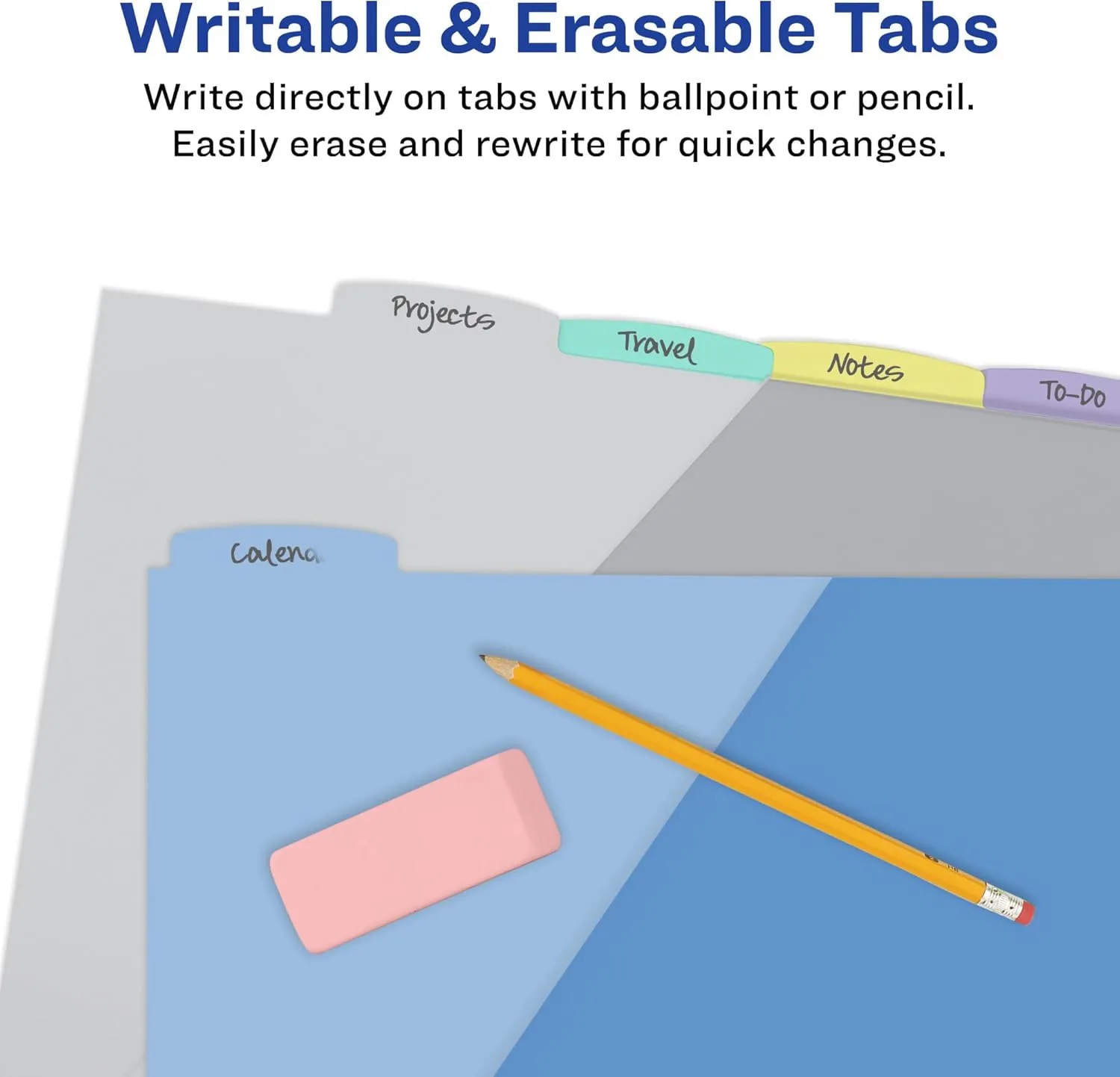 Avery Write & Erase Pocket Plastic Dividers for 3 Ring Binders, 5-Tab Set, Multicolor, 1 Set (16176)