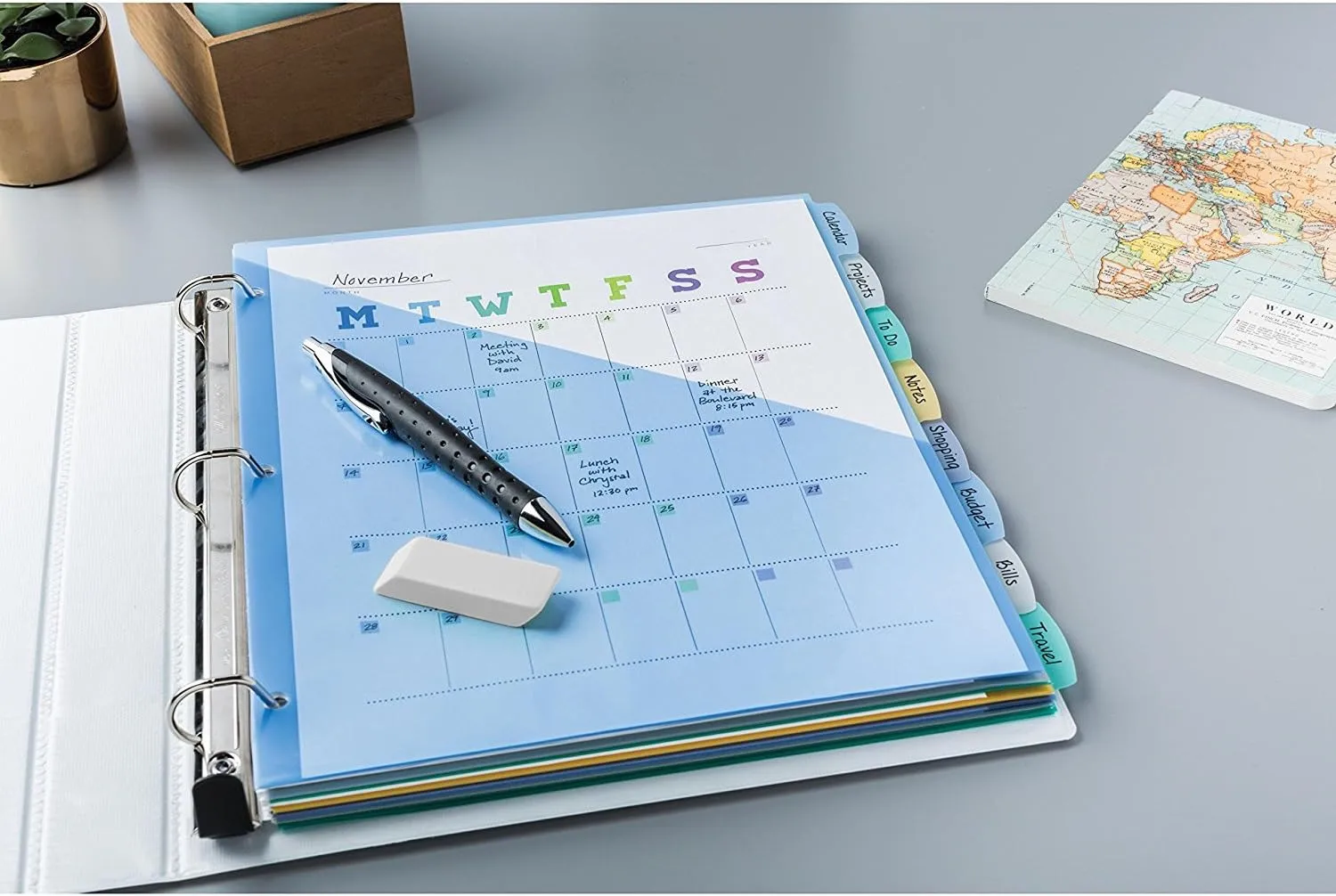 Avery Write & Erase Pocket Plastic Dividers for 3 Ring Binders, 5-Tab Set, Multicolor, 1 Set (16176)