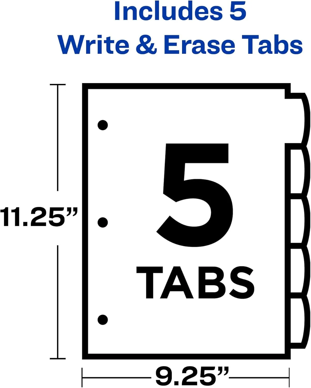 Avery Write & Erase Pocket Plastic Dividers for 3 Ring Binders, 5-Tab Set, Multicolor, 1 Set (16176)