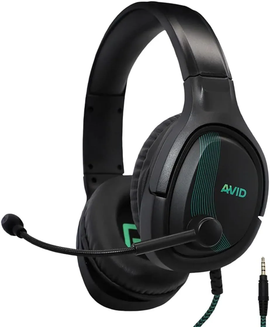 Avid AVIGA AP-1000 Gaming Headset, Flip-to-Mute Mic, 50mm Driver, 3.5mm Jack - Black