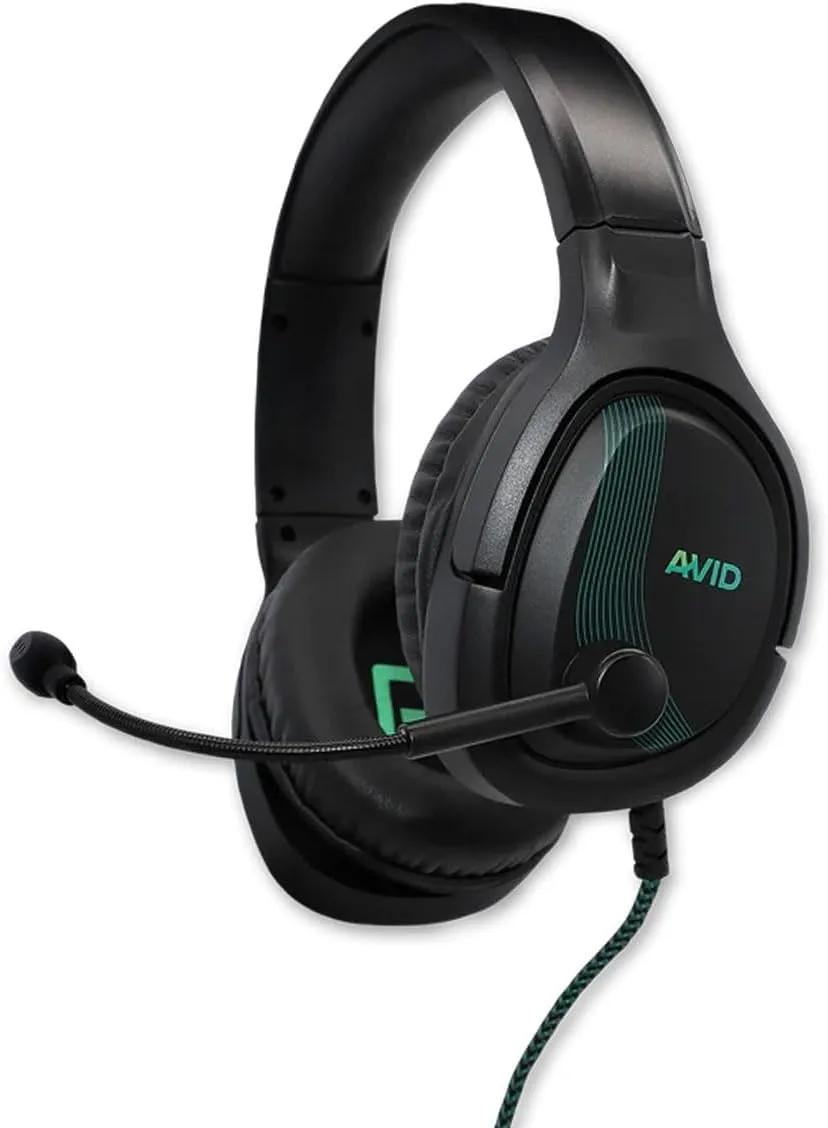 Avid AVIGA AP-1000 Gaming Headset, Flip-to-Mute Mic, 50mm Driver, 3.5mm Jack - Black