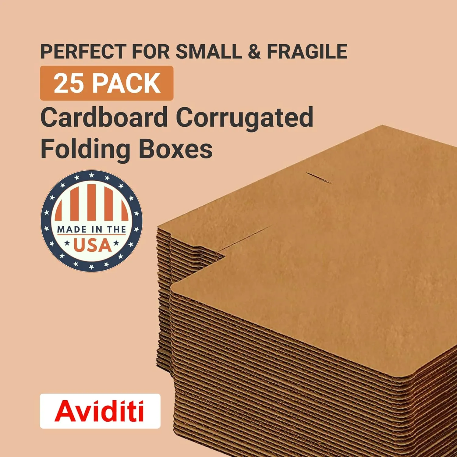AVIDITI Medium Shipping Boxes 17"L x 11"W x 2.5"H, 25-Pack | Foldable Corrugated Cardboard Crush-Proof Box for Shipping