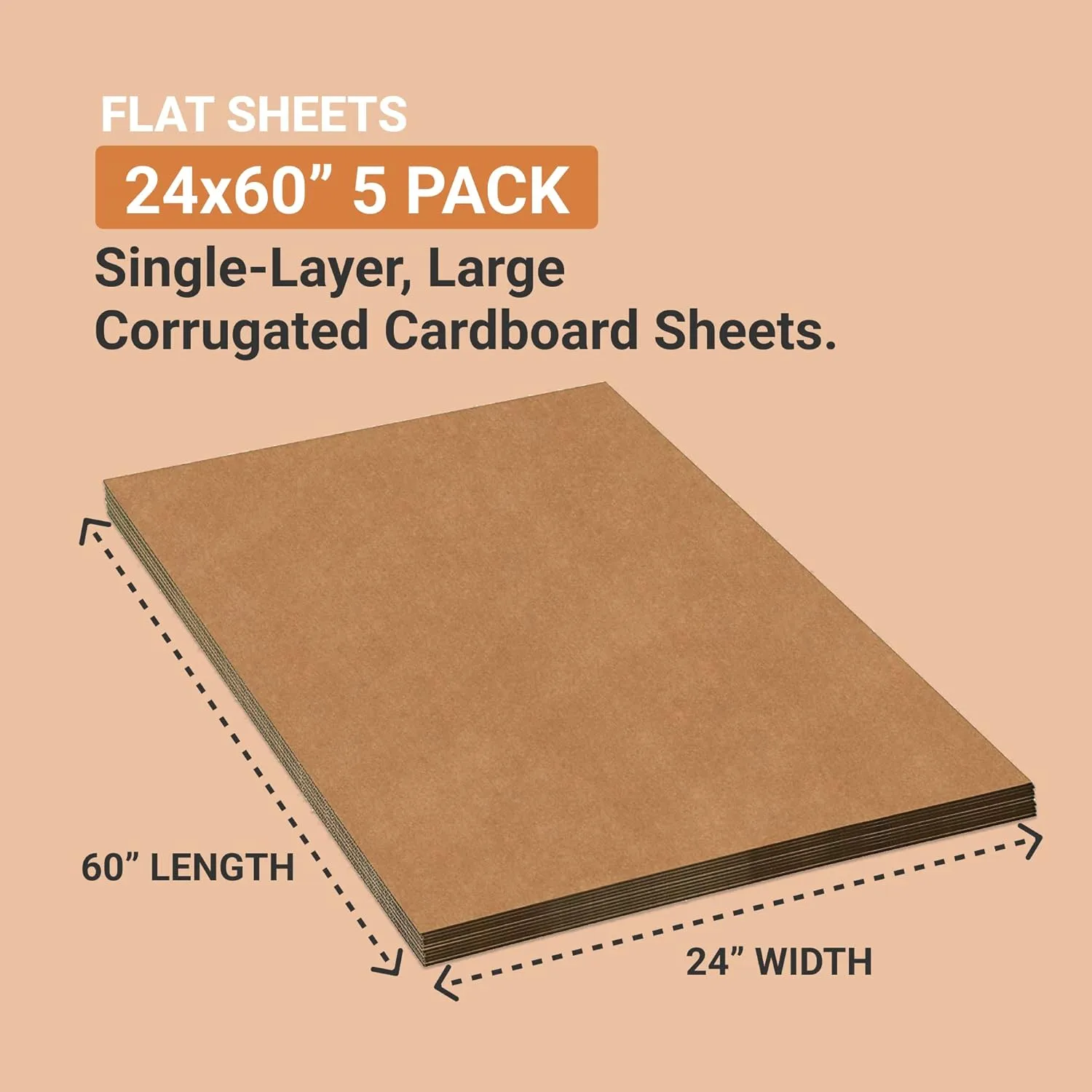 AVIDITI Corrugated Cardboard Sheets 24" x 60" (5 Pack) Large Card Board for Layer Separation Packaging Mailing Shipping