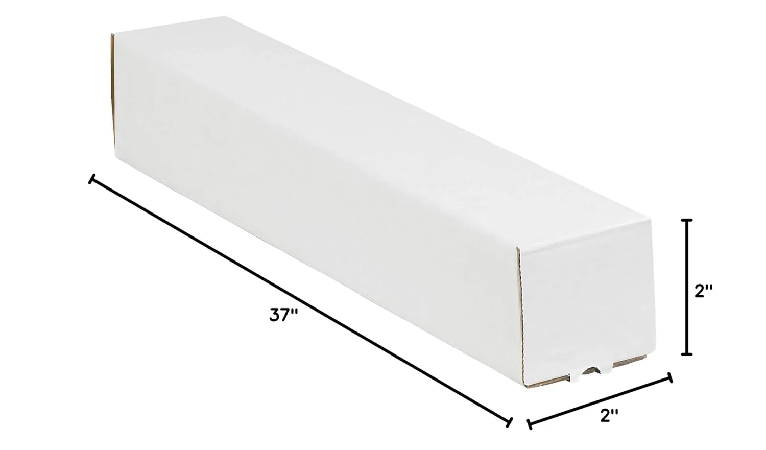 Aviditi Square Corrugated Cardboard Mailing Tubes, 2" x 2" x 37", White, Pack of 50, for Shipping, Storing, Mailing
