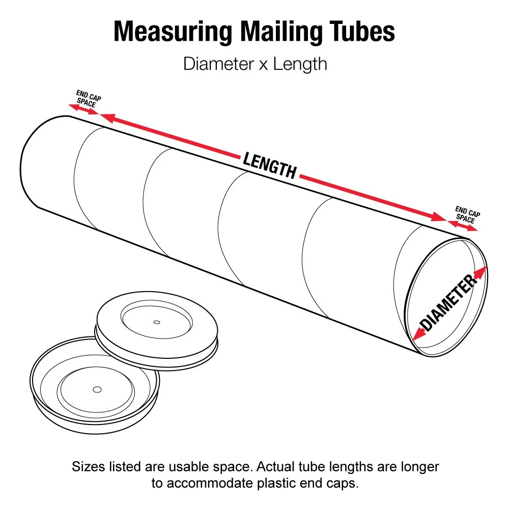 Aviditi White Mailing Tubes with Caps, 3" x 26", Pack of 24, for Shipping, Storing, Mailing, and Protecting Documents